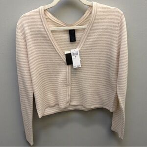 Magaschoni 100% Cashmere Striped Cropped Cardigan – Size M – NWT – MSRP $255